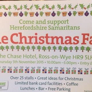 Herefordshire <a href="/samaritans/">Samaritans</a> Christmas Fair on 5 Nov at @TheChaseHotel Ross on Wye HR9 5LH great stalls, great shopping