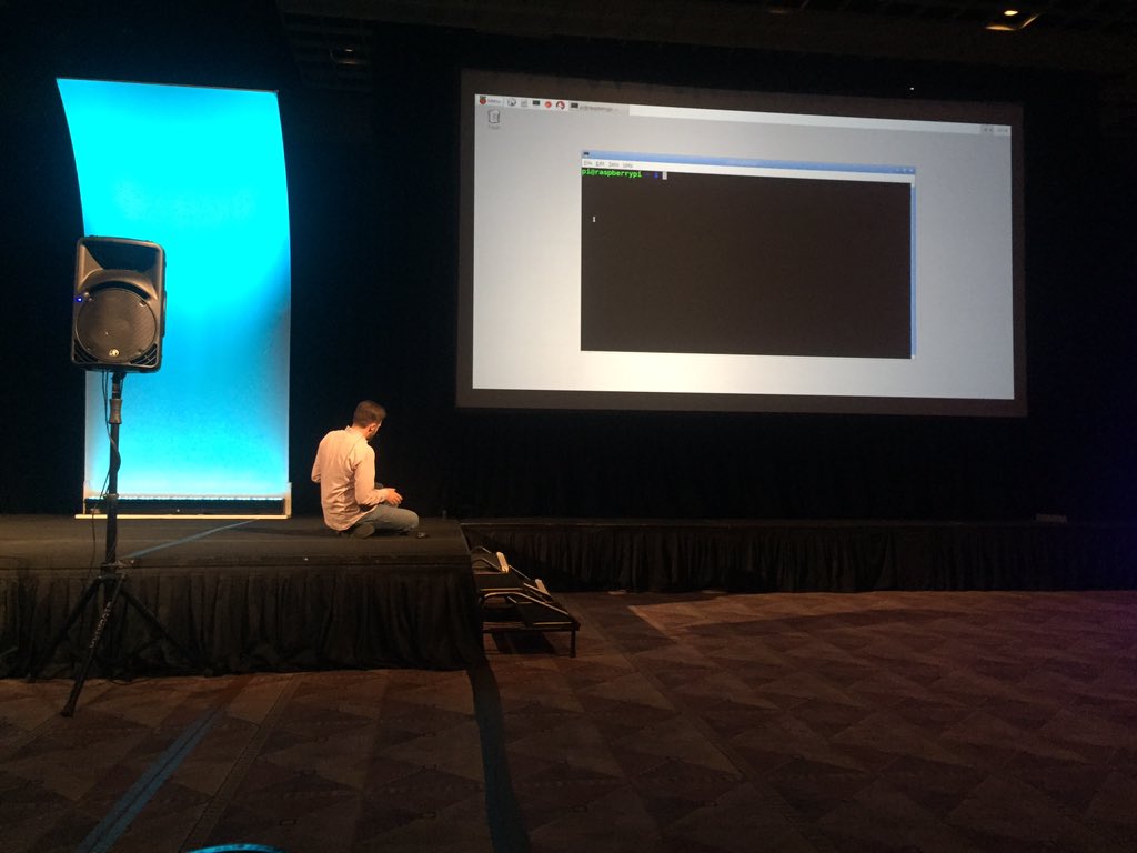 Fun watching <a href="/shanselman/">Scott Hanselman 🌮</a> running an aspnet application on a Raspberry Pi at #devintersection