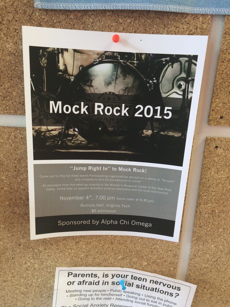 AXOMockRock2015's tweet photo. One week from today is our lip sync competition!! Keep an eye out for our flyers all around campus and Blacksburg! https://t.co/s1Wi0uGDMi