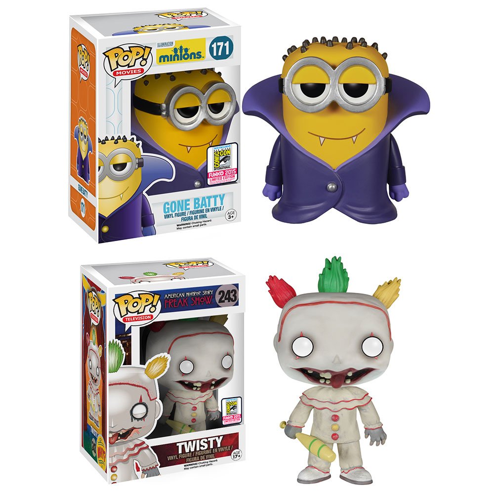 OriginalFunko's tweet photo. RT &amp; follow @OriginalFunko for a chance to win #SDCC exclusives Gone Batty Minion and Unmasked Twisty Pops! https://t.co/lXrijsYvc0