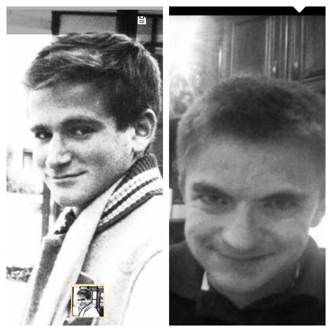 lisablack62's tweet photo. @KellyandMichael my son Nicholas  &amp; late Robin Williams   share looks &amp; bigger than life personality.  #lookalikes https://t.co/MnohWo4czr
