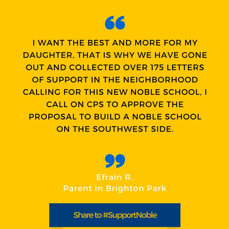 BeNobleAdvocacy's tweet photo. Efrain and his family have been working *hard* to bring Noble to the SW side. Support Efrain. #SupportNoble https://t.co/Wg82HeR04c