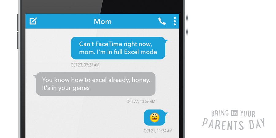 LinkedIn's tweet photo. More than 1/3 of ppl say their parents don't know the company they work at. What do your parents think you do? #BIYP https://t.co/dDjbbuB0Vt