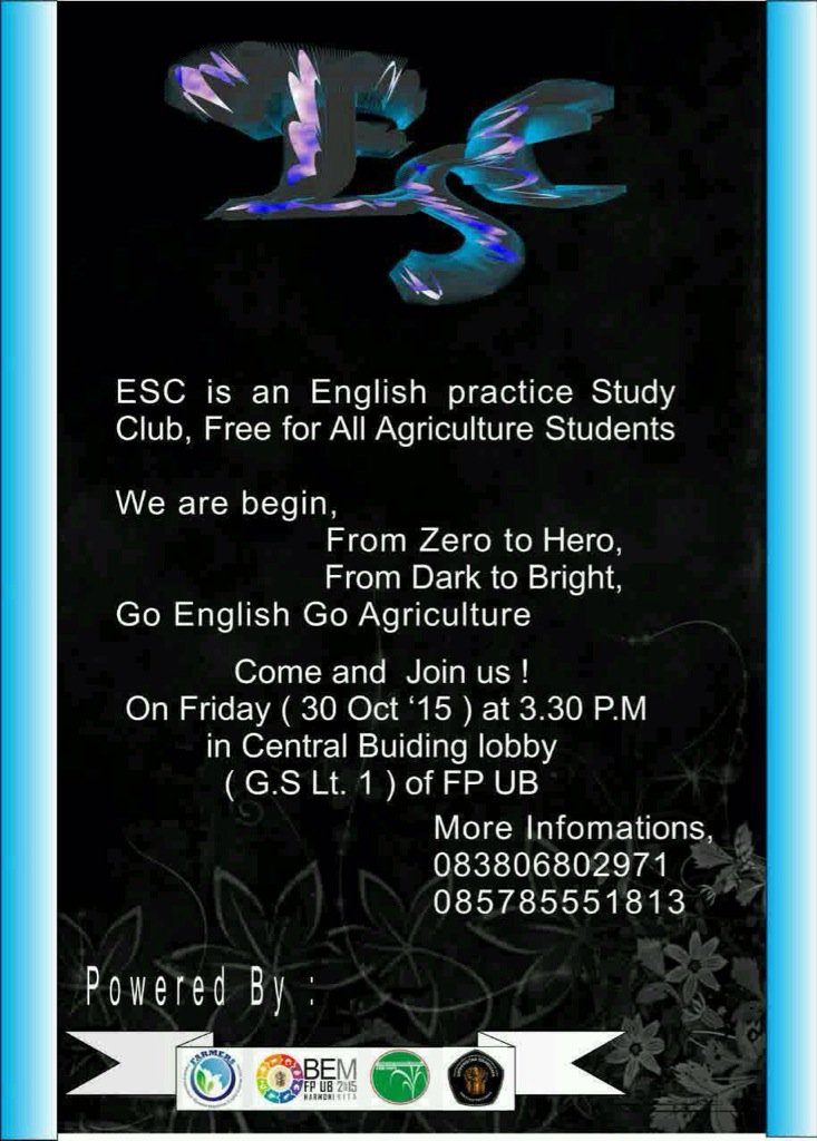 bemfpub's tweet photo. Hey guys! English practice Study Club.Free for All Agriculture Students! On Friday, 30 Oct 2015 at 3.30 P.M in G.S 1 https://t.co/wKgG7LvxXi