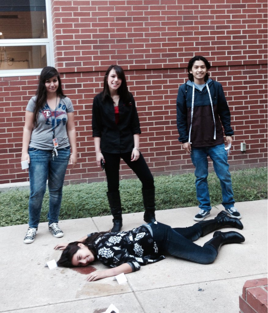 CTEArlingtonISD's tweet photo. Mock crime scenes just in time for Halloween! #forensicsrocks @JamesBowieHS https://t.co/3IiHqFfDdv
