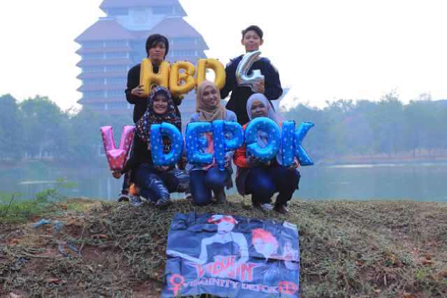 VDepok's tweet photo. HAPPY ANNIV 4TH VDEPOK.. wishes the best for us, keep support THE VIRGIN @MitaEnglandMuse @Aradrizki love you :* https://t.co/gSG4RFzGaI