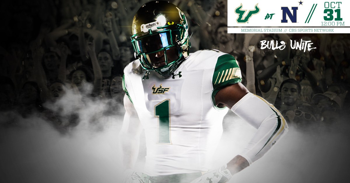 USFFootball's tweet image. #USF heads to Annapolis this Saturday for a 12pm kickoff against Navy on @CBSSportsNet. #BullsUnite 🏈✊
