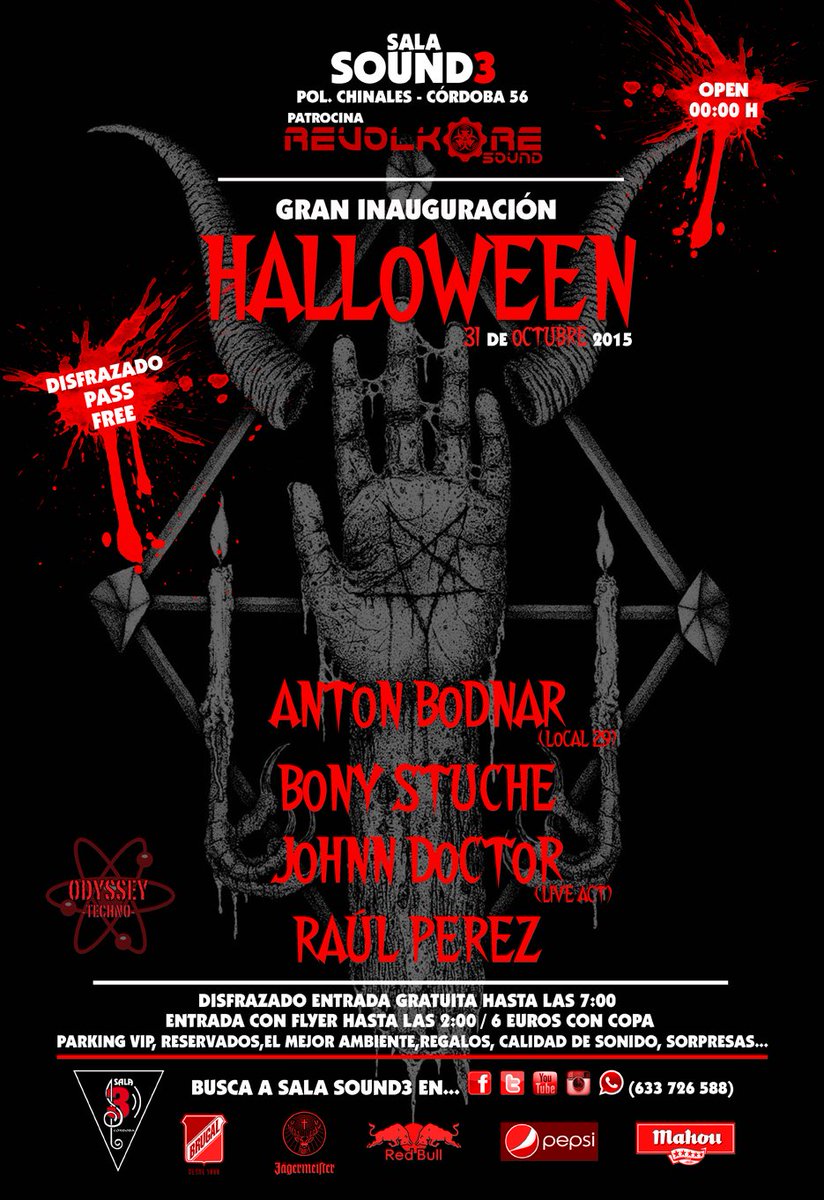 SalaSound3's tweet photo. ¡Este sábado de Halloween tienes una cita muy especial! #ODYSSEY ! @anton_bodnar @bonystuche #johnnDocto r#RaulPerez https://t.co/opTUNtq1to