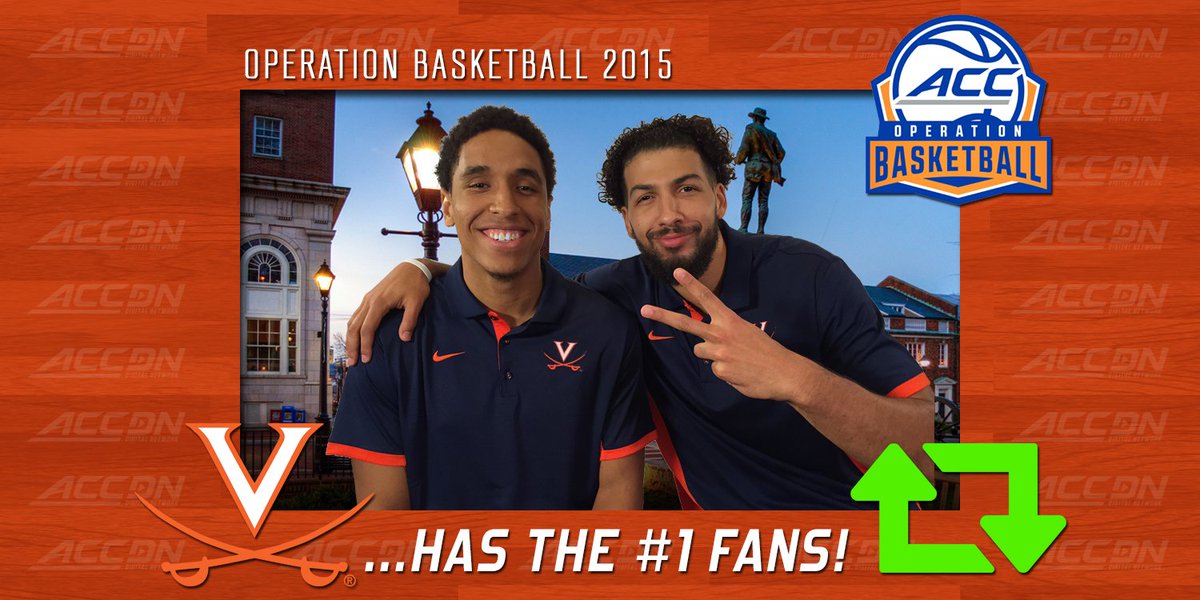 theACCDN's tweet photo. Hey @VirginiaSports fans! Re-Tweet this pic of the guys if you think you're the best fans in @theACC ! #ACCMediaDay https://t.co/i0ion0dP27