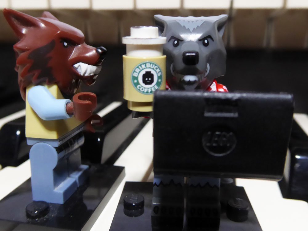 Gyrowoof's tweet photo. These #Lego #Wuffies look as if they are bent on taking over the world over a nice cuppa of #WuffApproved #Coffee!:P https://t.co/rX1sCpQPx7