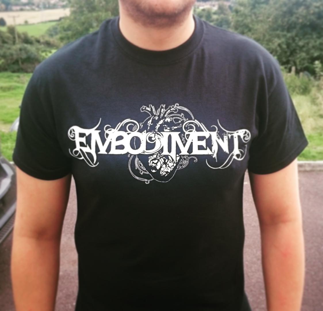 embodimentband's tweet photo. New Merch is a GO! Check out our bandcamp to get yours! Sizes S-XL, only £8! Add CD to your order for only £2 extra! https://t.co/BKsErrNlkT