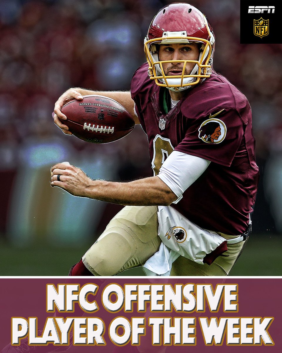 ESPNNFL's tweet photo. Congrats to @Redskins QB Kirk Cousins on winning NFC Offensive Player of the Week.

YOU LIKE THAT! https://t.co/bqR0bWpCIb