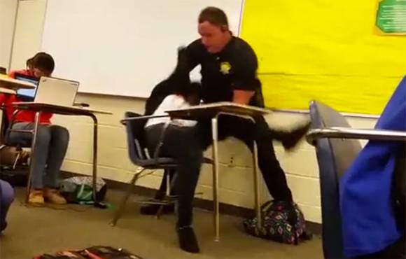 PerezHilton's tweet photo. The officer who violently removed a Spring Valley High student from class has been fired! https://t.co/VF5NupVZs0 https://t.co/BgLFvpea0s