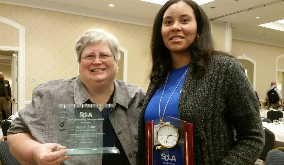 sclanews's tweet photo. Congratulations to Diane Lohr, Trident Technical College, winner of the SCLA Outstanding Librarian Award! #SCLA2015 https://t.co/MNdReCqV2T