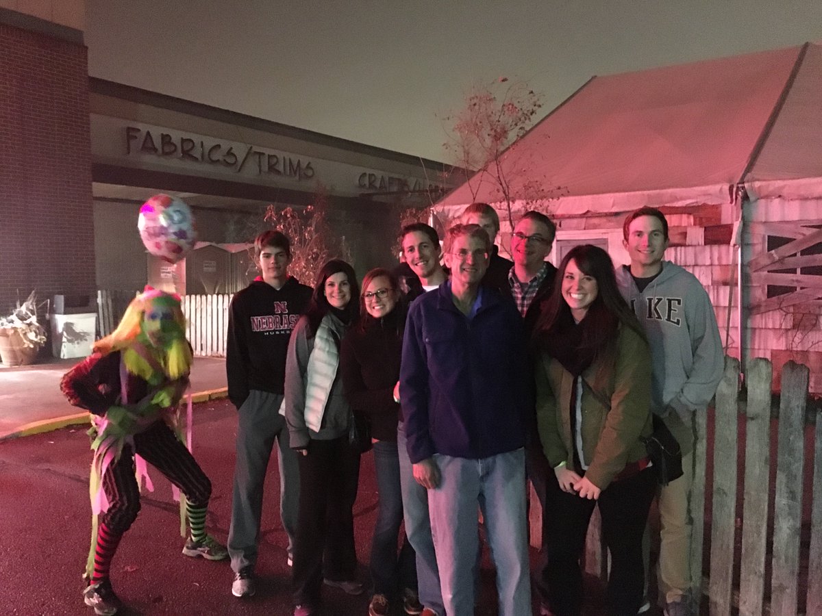 Hurrdat's tweet photo. We're not too old for haunted houses. Here's our team getting spooked at @The_ShadowsEdge in #Omaha. https://t.co/Kh8UlJ58Dj