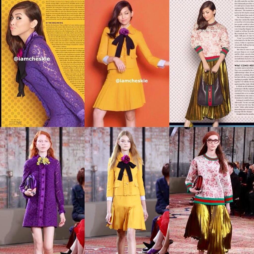 TomCallsx100's tweet photo. Maine Mendoza @mainedcm is wearing Gucci 2016 Collection for Preview Magazine.
@iamcheskie 
#ALDUB15thWeeksary https://t.co/5iDFevvYKT