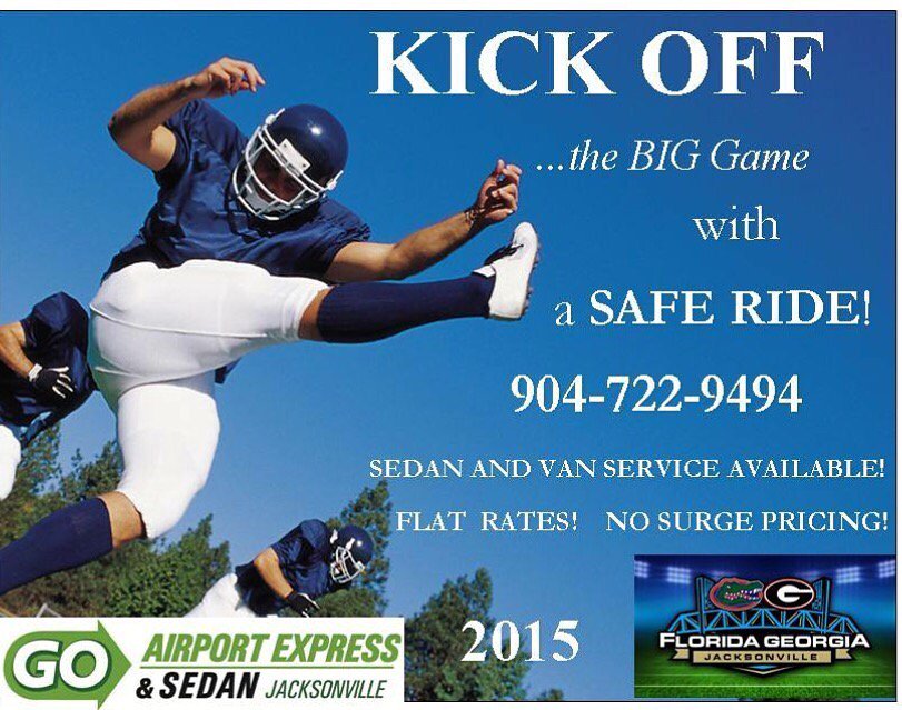 GOExpressJax's tweet photo. FL/GA WEEKEND! A safe ride call 904-722-9494! #saferide #dawgs #gators #NOsurgepricing @FloridaGators @UGAAthletics https://t.co/zcVFttvQyS