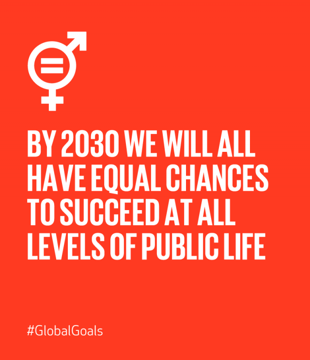 unfoundation's tweet image. A5. Gender equality is when all have equal chances to succeed in all aspects of life. #CSRchat #globalgoals
