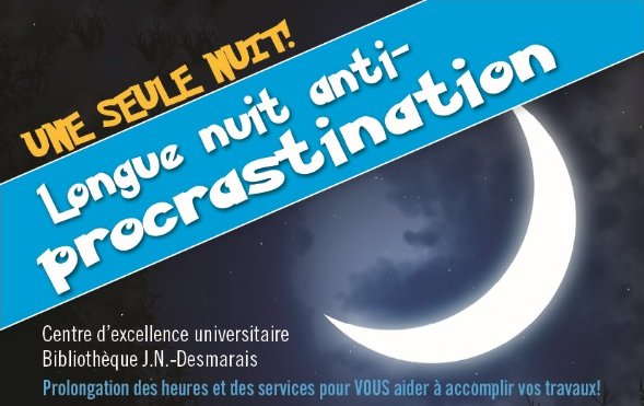LUexcellence's tweet photo. Date à retenir! La prochaine Longue nuit anti-procrastination @ULaurentienne est le 5 novembre! #LNAP https://t.co/Y1YAsFhQNo