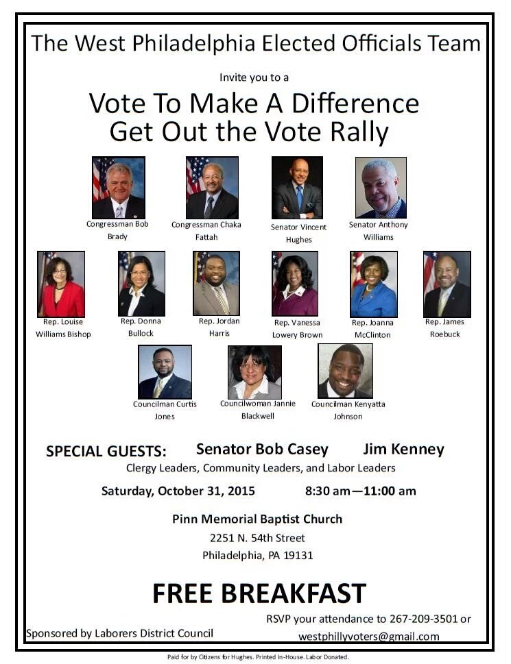 RepMcClinton's tweet photo. @SenatorHughes I'll be there on Saturday morning!!! #VoteToMakeADifference #WestPhilly  #GOTVRally!!! https://t.co/kJzI5FIZIy