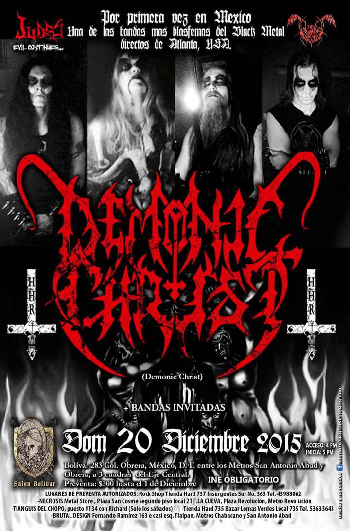 RevistaCvlt's tweet photo. Directamente de USA 
#DemonicChrist + #Mordskog
20 de diciembre 2015
17 hrs
"Salón Bolívar"
Bolívar #283
Col.Obrera https://t.co/AbewfTW9pZ