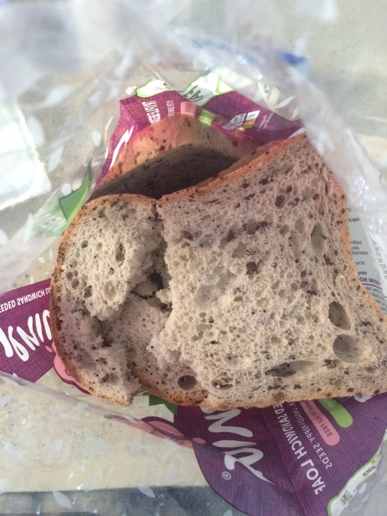 jamesforpeace's tweet photo. Yet again @GeniusFoods. The entire loaf is like this. Are you ever going to sort this out? #geniusbread #glutenfree https://t.co/TUqMLRjHni