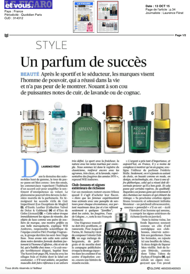 ParfumdEmpire's tweet photo. #TabacTabou à l'honneur dans Le Figaro
#Parfumdempire https://t.co/8kRuX49eNh