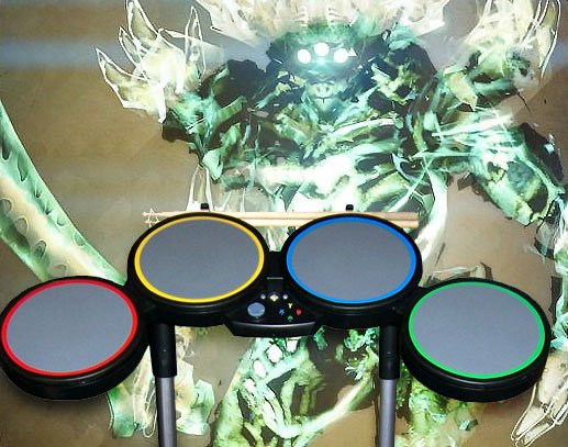 eurogamer's tweet photo. Destiny raid boss Crota defeated solo using Rock Band drum kit (no need to beat triangle) - https://t.co/Pm6jvUtfGk https://t.co/JeQCPS0TpV
