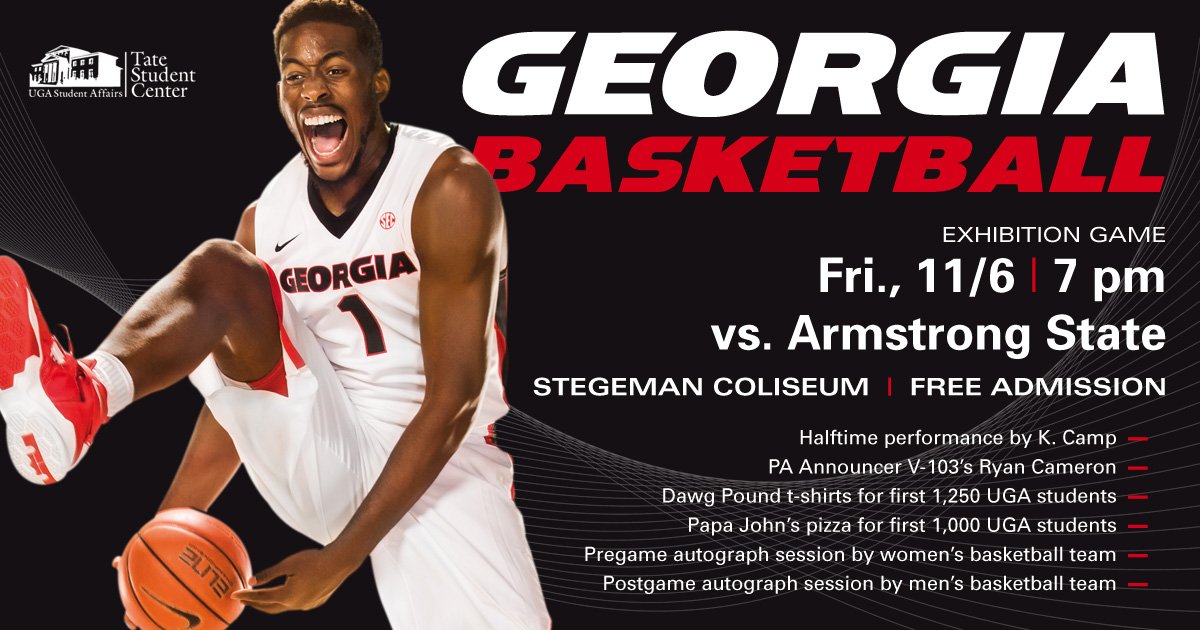 UGAAthletics's tweet photo. Next Friday’s @UGABasketball exhibition game features @KCamp427 &amp; @therealrc! Free admission and fun for all! https://t.co/KhXztL9qMt