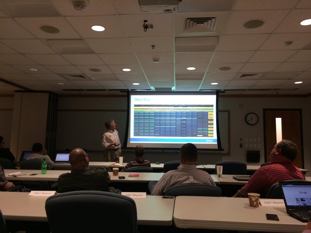 RogovMark's tweet photo. Dave Gadwah is showing #mitrend heatmap during #VNX days in RTP. #performance. https://t.co/UEUBvUBGwC