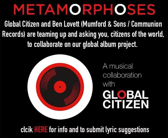 GlblCtzn's tweet image. Help end poverty &amp;amp; submit lyrics for a chance to have them recorded by world famous artists—glblctzn.me/1Rc9QYM