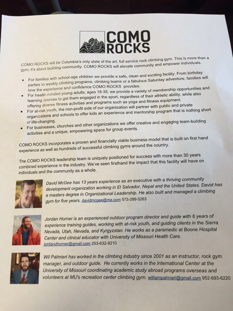 jennymcgeeart's tweet photo. Columbia needs a locally ran community based CLIMBING GYM that benefits everyone. Don't you think?  #comorocks https://t.co/3X0z9Rzft4