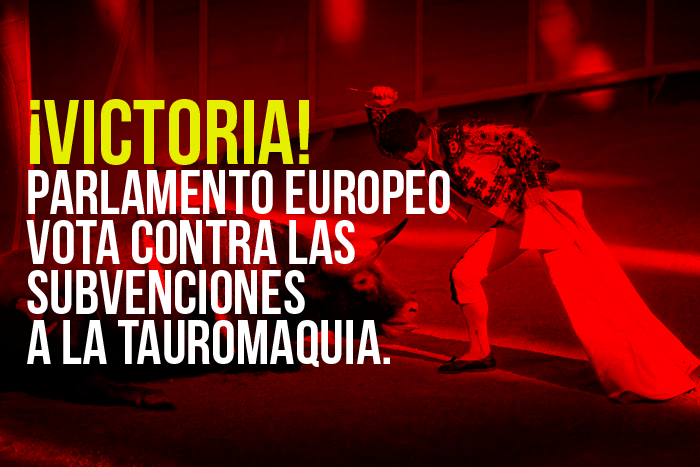 PlataformaALTO's tweet photo. ¡VICTORIA! El Parlamento Europeo prohíbe destinar fondos de la Unión Europea a la tauromaquia. https://t.co/K9yhKBFCO1