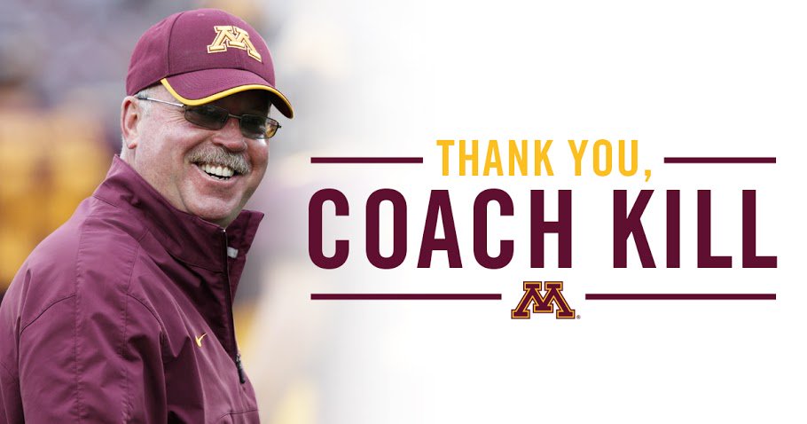 GopherSports's tweet photo. We wish you nothing but the best, Coach Kill. #HatsOff https://t.co/6Tz83Op8tU