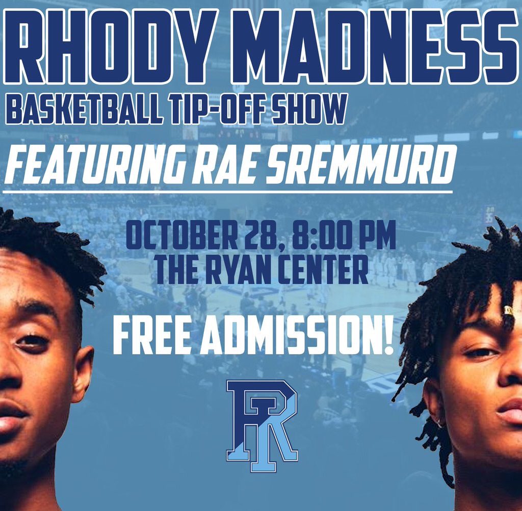 RHODY MADNESS is TONIGHT! Doors open at 7 PM! Admission is free for all fans. #GoRhody 🐑🎉