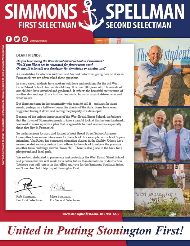 StoningtonFirst's tweet photo. Keep your eyes peeled for this W Broad St. School mailer -There is nothing more critical than education in our town! https://t.co/gpuC7jpdwD