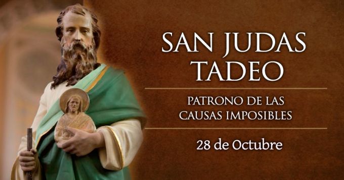 Hoy es la fiesta de San Judas Tadeo, patrono de las causas imposibles

#SIGUEMEYTESIGO