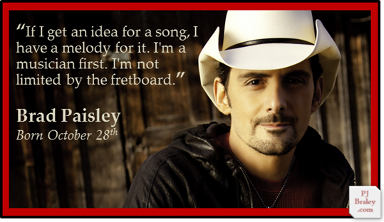 Happy Brad Paisley, award-winning American songwriter.   