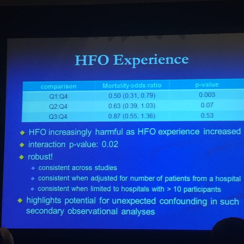 CCCForum's tweet photo. Audience surprised by this result, mortality INCREASED with more HFO experience #cccf2015 https://t.co/yDIpOJDXNN