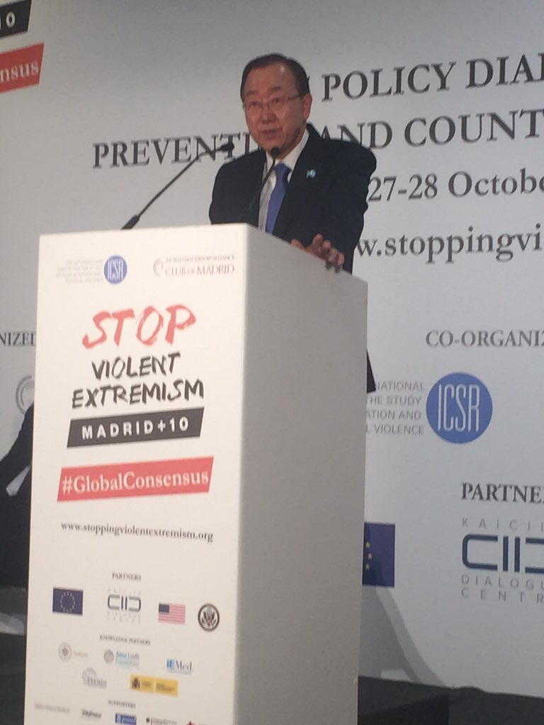 FelipeCalderon's tweet photo. #BanKiMoon @UN_Spokesperson en nuestra reunión para prevenir y contrarrestar el extremismo violento @CLUBdeMADRID https://t.co/2qVyzIQBVL