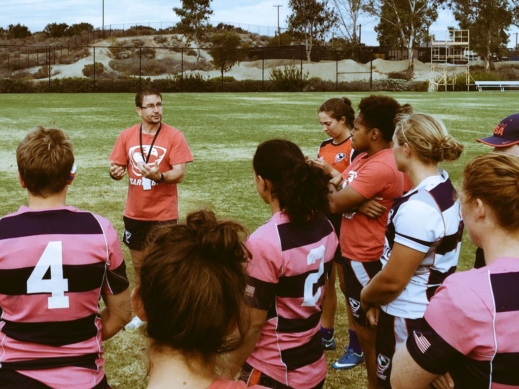 Yoda Geez sharing his wisdom of the breakdown with <a href="/USAWomens7s/">USAWomens7s</a>