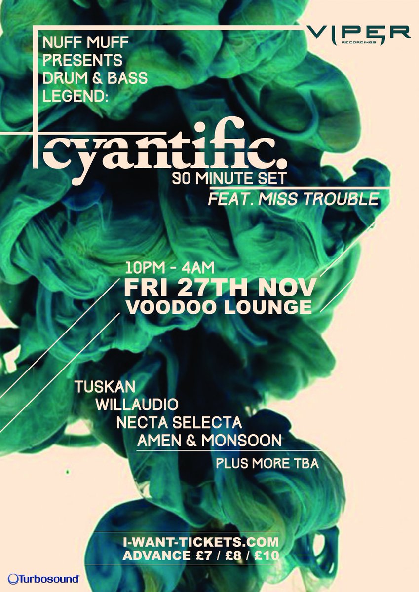 AmyEatonArtist's tweet photo. Hyped for this! @Cyantific3000 &amp; @MissTroubleMc at @VoodooPlymouth #plymouthmusic #dnb #cyantific #misstrouble #hype https://t.co/3j0UqrK9KV