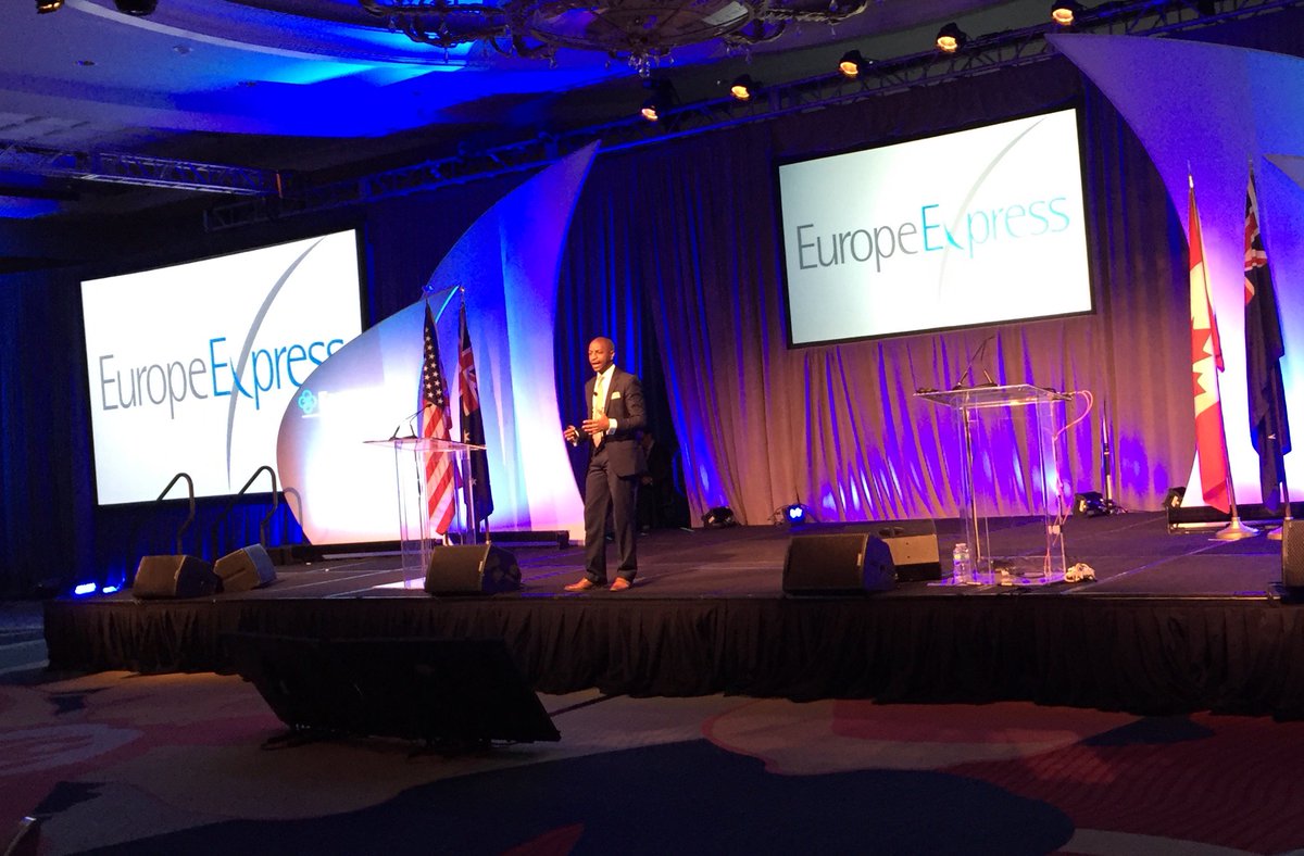 TP_Intl's tweet photo. Kier Matthews, VP of Sales with @EuropeExpress on stage at #Ensemble2015 @OmniHotels #EnsembleTravel https://t.co/WlzwwLI8ph