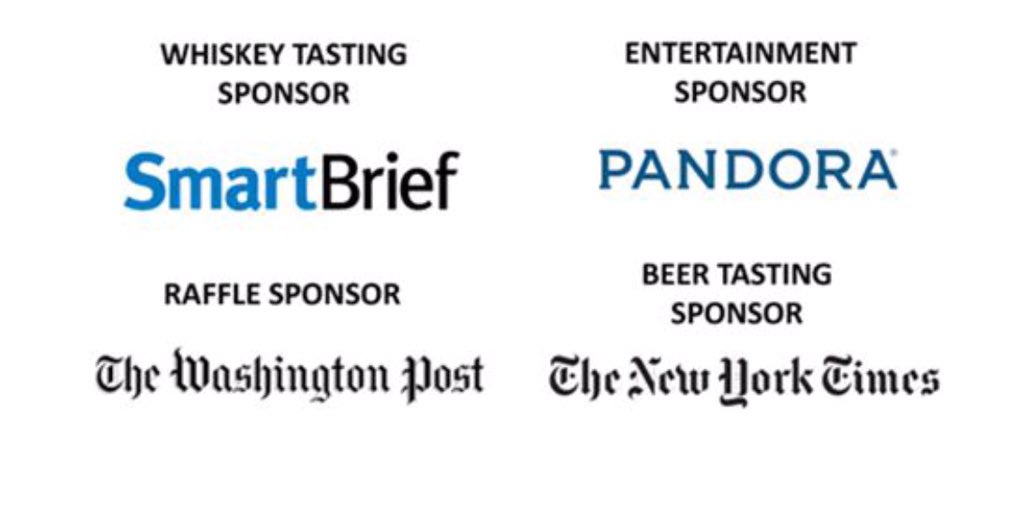 the_FCS_org's tweet photo. Big thanks to our #FCSlibations sponsors @pandora_radio, @nytimes, @washingtonpost &amp; @SmartBrief https://t.co/roSFlXWOfq