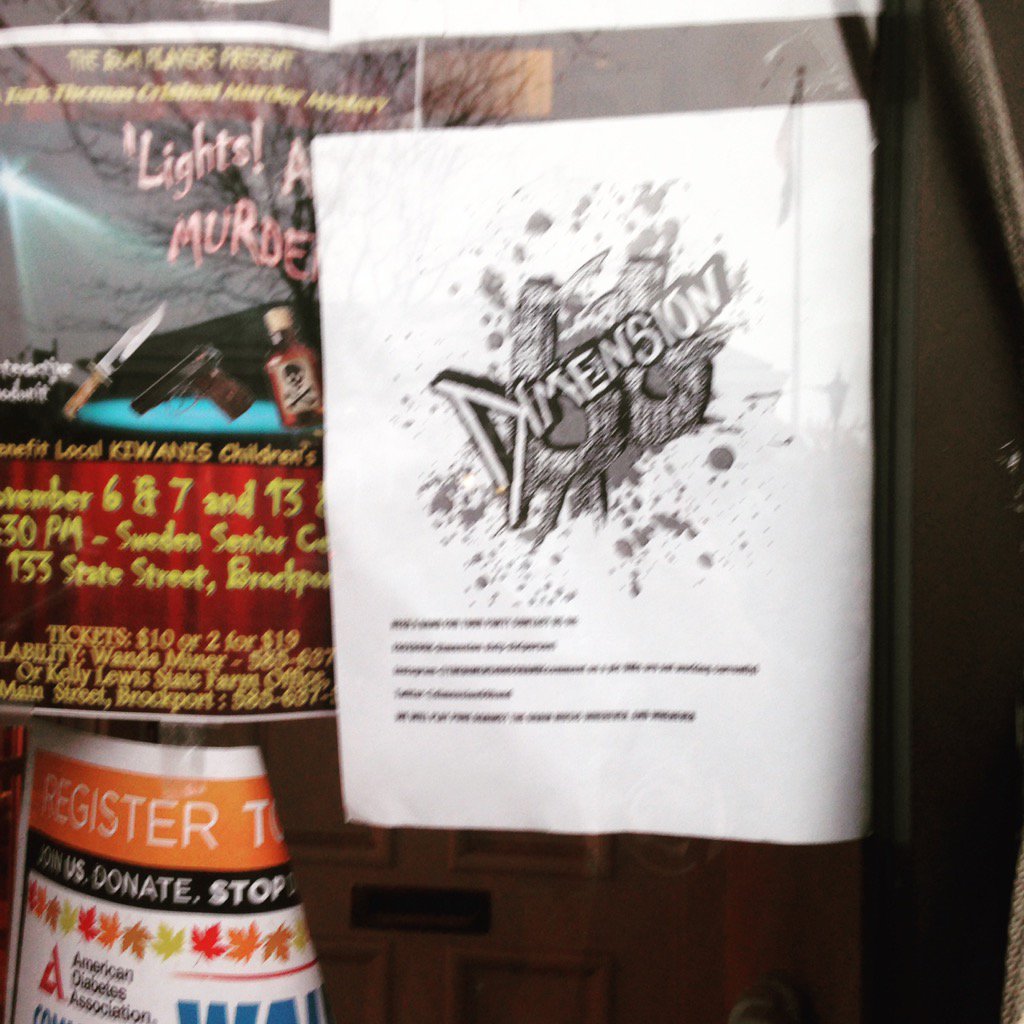 dimension66band's tweet photo. Thanks to @BurritoFrescoNY @run2zs and all the other shops on Main Street that let us hang our posters https://t.co/NzYdv7whbH