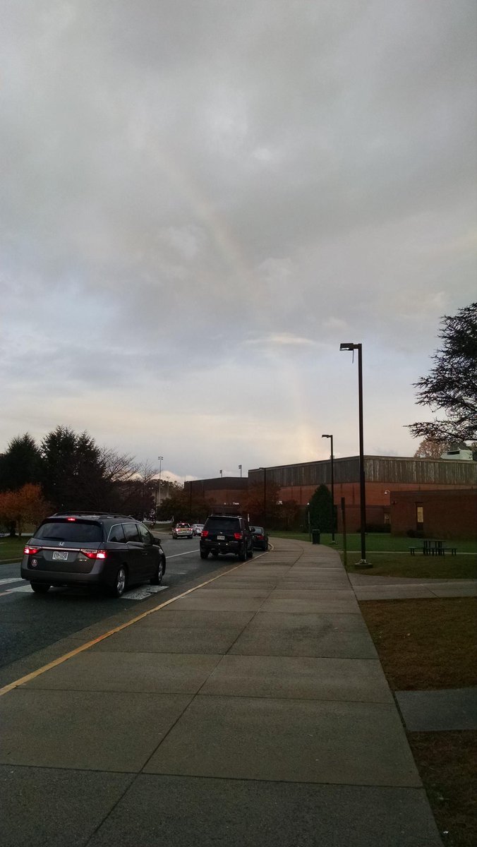 WAHSRobotics's tweet photo. A rainbow fell over Western today as an additional robotics meeting came to a close. :) @darahbonham https://t.co/kfbRuLHnVT