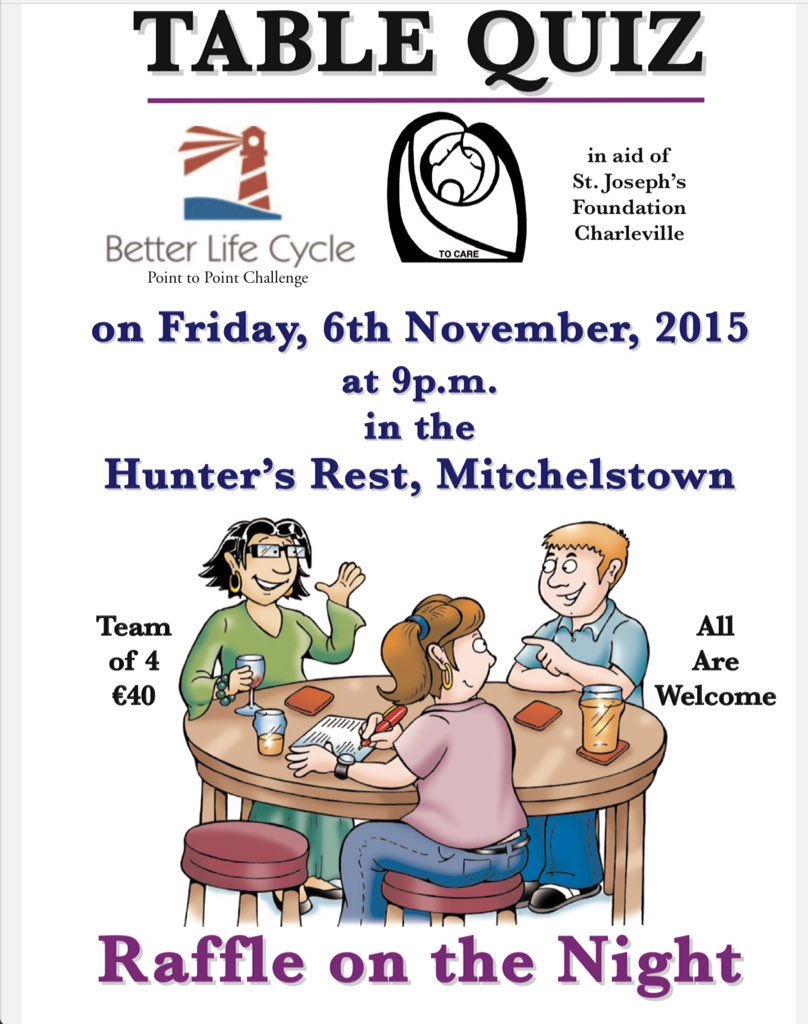 Please Support!! RT #charity #quiz #Cycling Launch of 2016 Point to Point Challenge on the night!