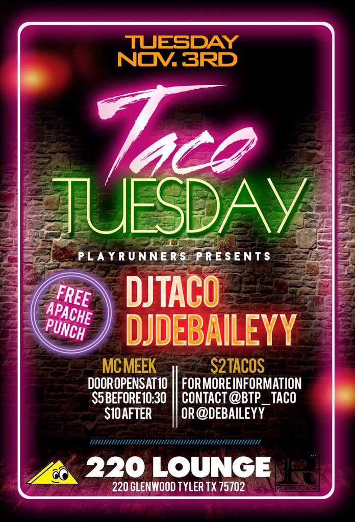 dedrick_evans's tweet photo. #TacoTuesday NextWeek Be There #TJC17 #JCC19 #TJC16 #EtxParties https://t.co/DEEqAmmZuy