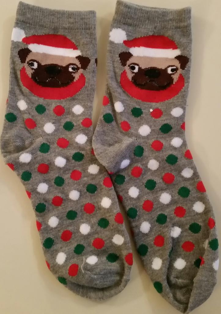 CaymusPug's tweet photo. Mom scored #Christmas #Pug socks @Kmart Gave a pair to Grandma too #NotWaitingForChristmas https://t.co/vBEDkWfYZ8