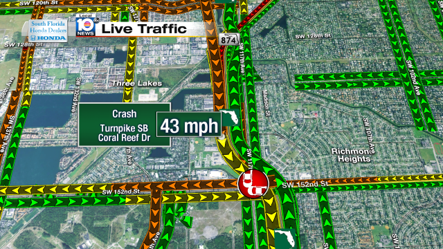 Crash on Turnpike SB at Coral Reef Dr. Speeds at 43mph #traffic #miami @JeniseFernandez https://t.co/9paDPmmszc